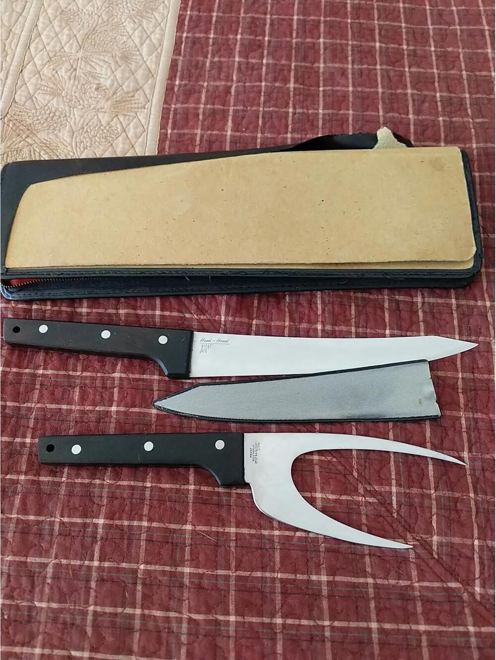 Vernco Stainless Steel 2 Pc Carving Set + Case Vintage Made In Japan